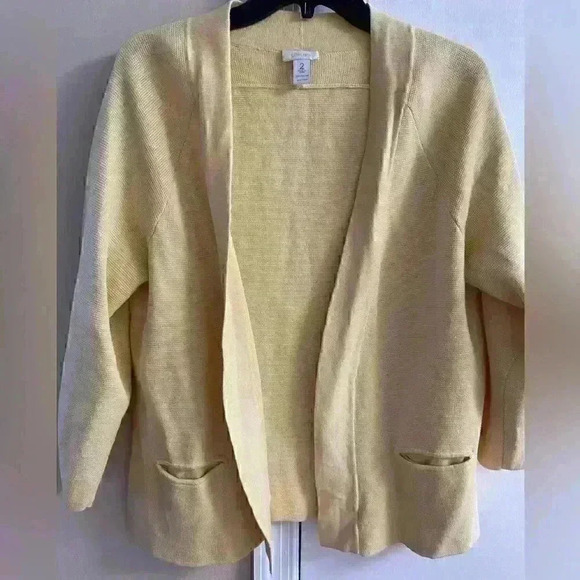 Chico's Beige Open Front Cinched Sleeve Cardigan Large - Picture 1 of 4